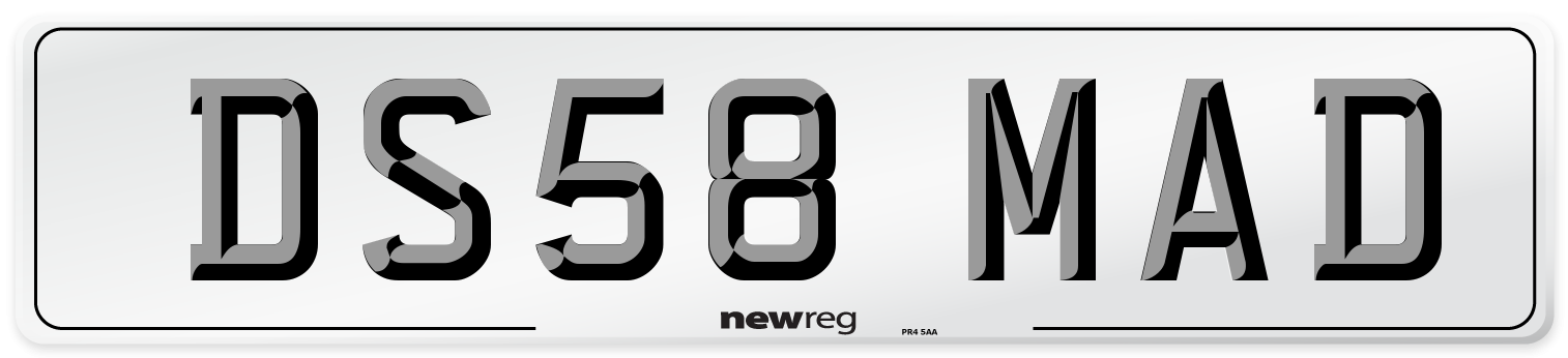 DS58 MAD Number Plate from New Reg